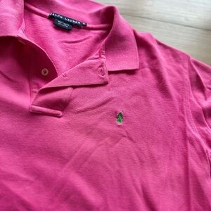 Ralph Lauren Bright Pink Polo with Green Pony Embroidery